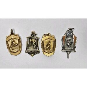 1940s Vintage Track & Field Medal Pendants Charms Inter Class, High Hurdles
